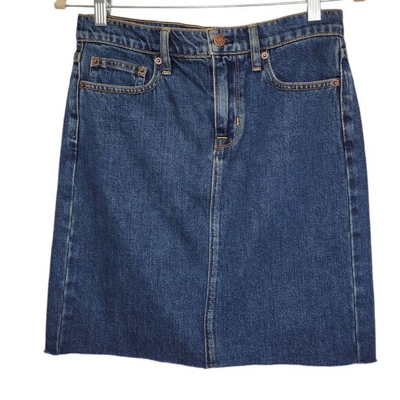 J.Crew Factory Denim Raw Hem Mini Skirt 0 - Picture 2 of 7